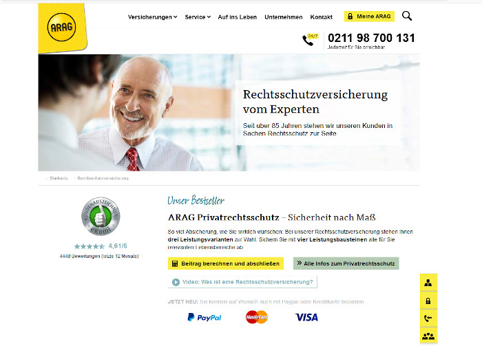 ARAG Rechtsschutzversicherung im Check Versicherungenportal.de
